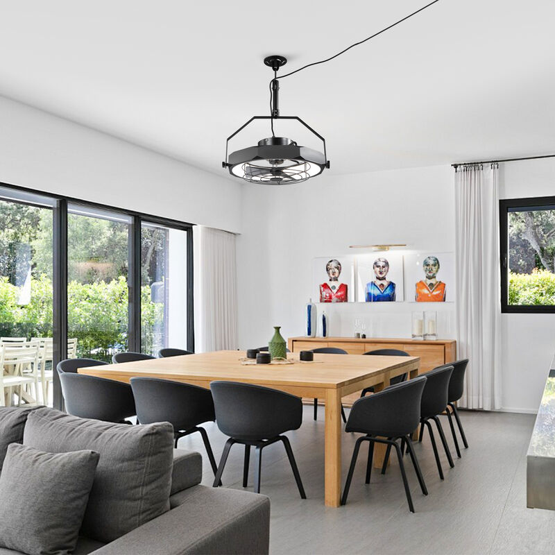 20.5 in. Black Dimmable Wall Mount Fan with LED Light and Remote