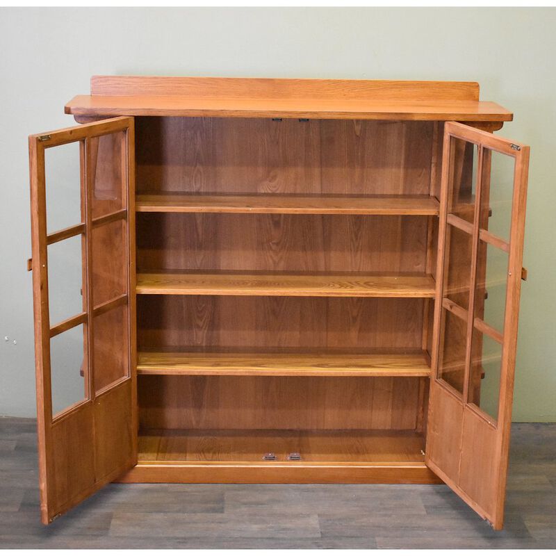 Crafters and Weavers Mission Double Door Bookcase with Side Shelves - Michael's Cherry