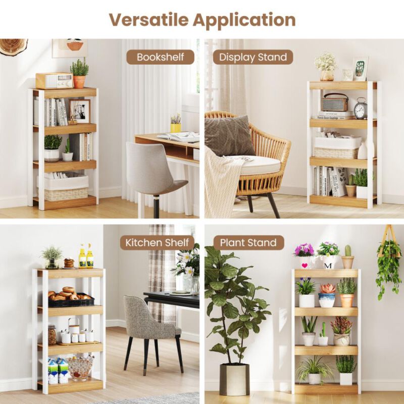 Hivvago 4 Tier Bookshelf Wooden Bookcase with Dual Anti-Tipping Kits
