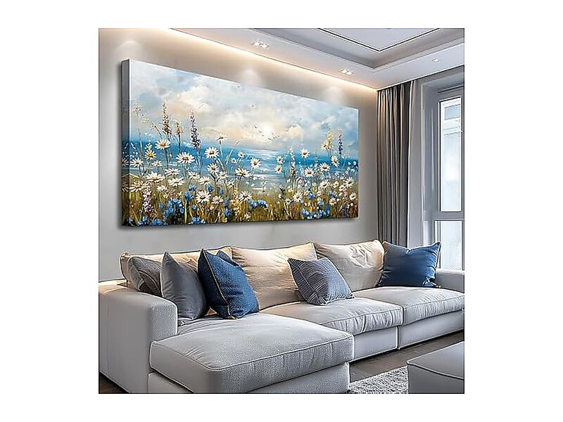 Canvas Wall Art Living Room Decor Bedroom Office Modern Hotel White Flower image number 1