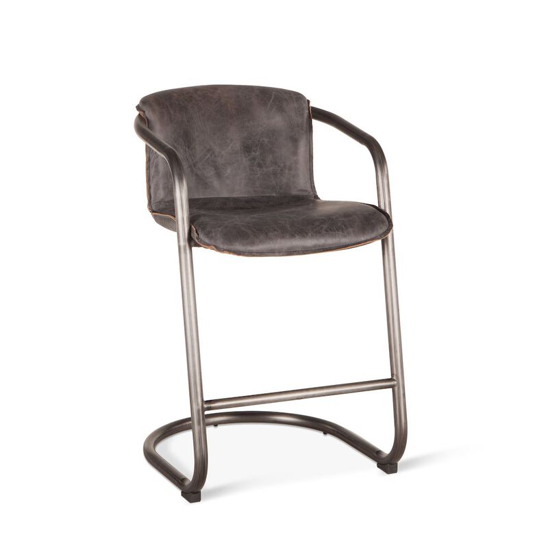 World Interiors Chiavari Counter Chairs in Antique Ebony Leather and Steel