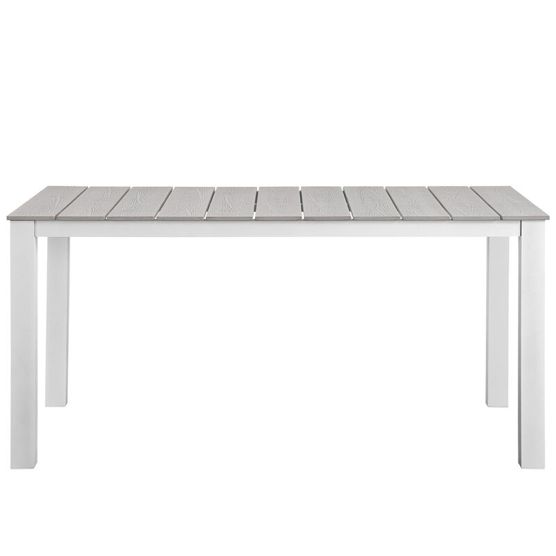 Modway - Maine 63" Outdoor Patio Dining Table White Light Gray image number 1