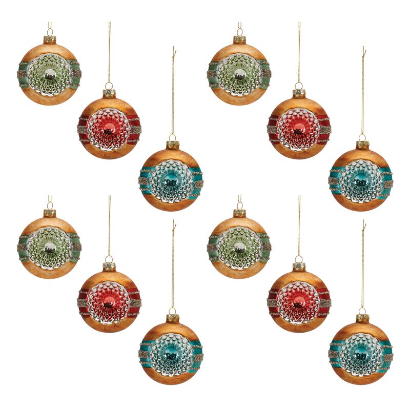 12-Pack Glass Reflector Ornaments &ndash; Shiny Vintage Christmas Ball Ornaments for Tree Decorating, Holiday Party & Seasonal Displays