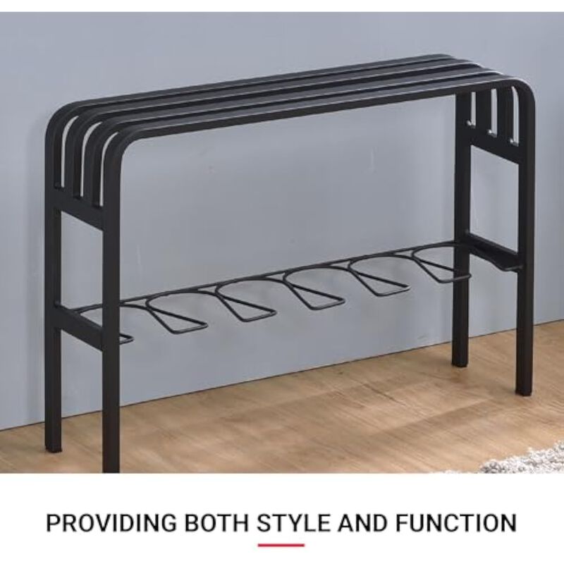 Entryway Shoe Storage Bench Black Horizontal Steel Organizer image number 3