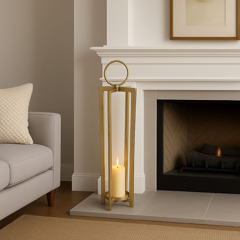 Siana Tabletop Decor, Candle Holder, 31 Inch, Gold Finished Metal - Benzara