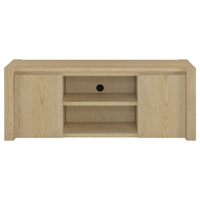 Laury TV Stand Media Console with Open Shelves, Light Oak Wood 60 Inch image number 5