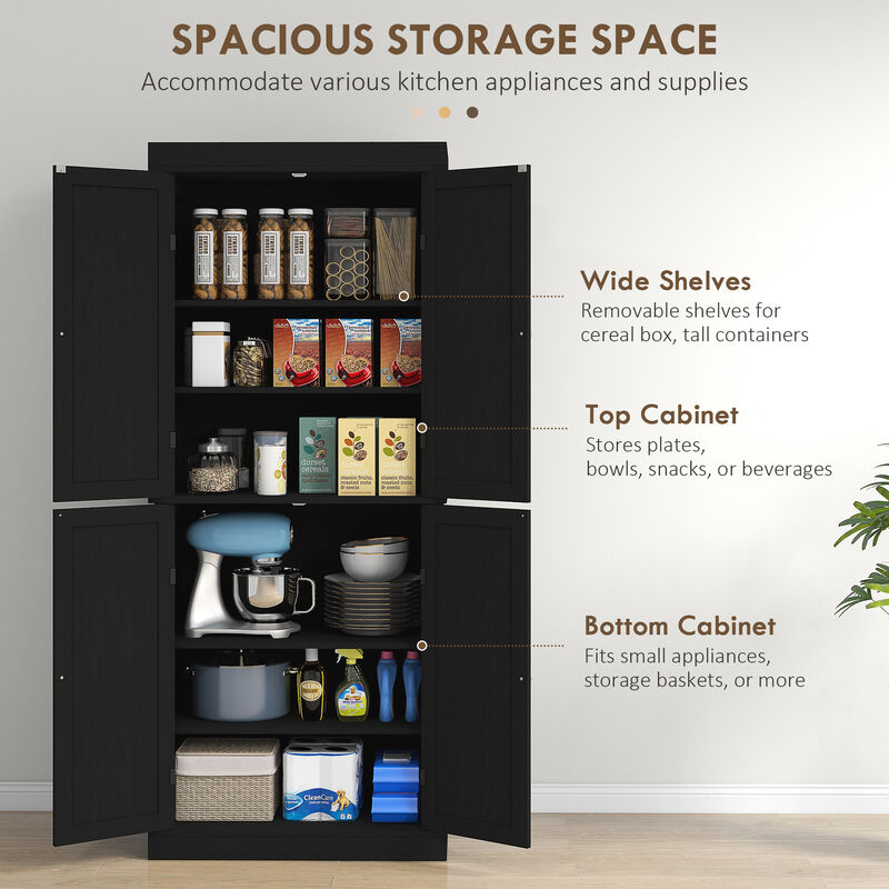 Hivvago Tall Kitchen Pantry Cabinet with Adjustable Shelves image number 3