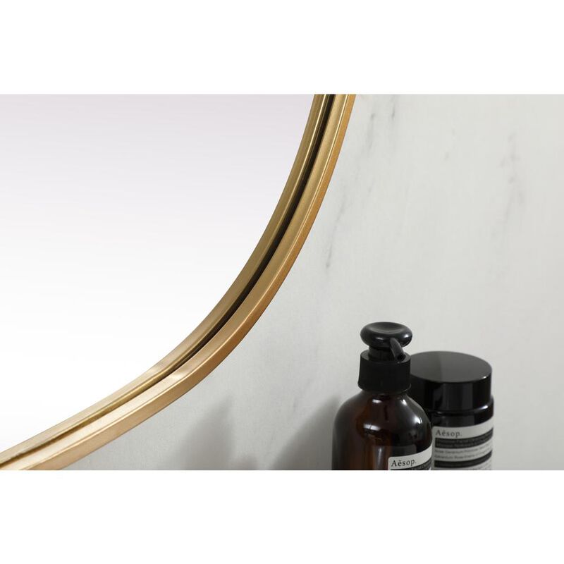 Elegant Decor Metal Frame Oval Mirror 27x36 Inch in Brass