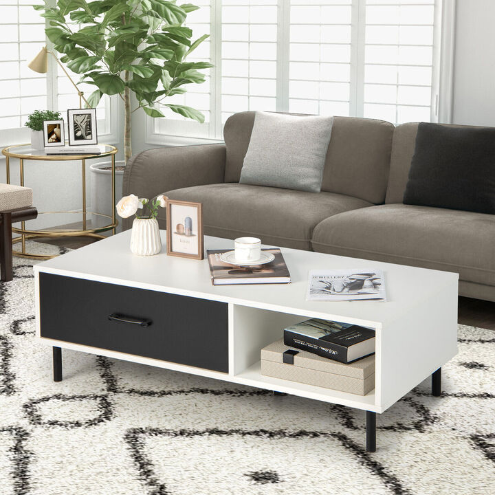 Modern 2-Tier Coffee Table Accent Cocktail Table with Storage