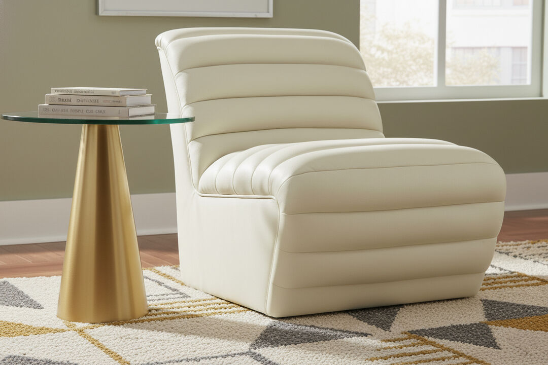 Meridian Furniture Vega Cream Vegan Leather Accent Chair