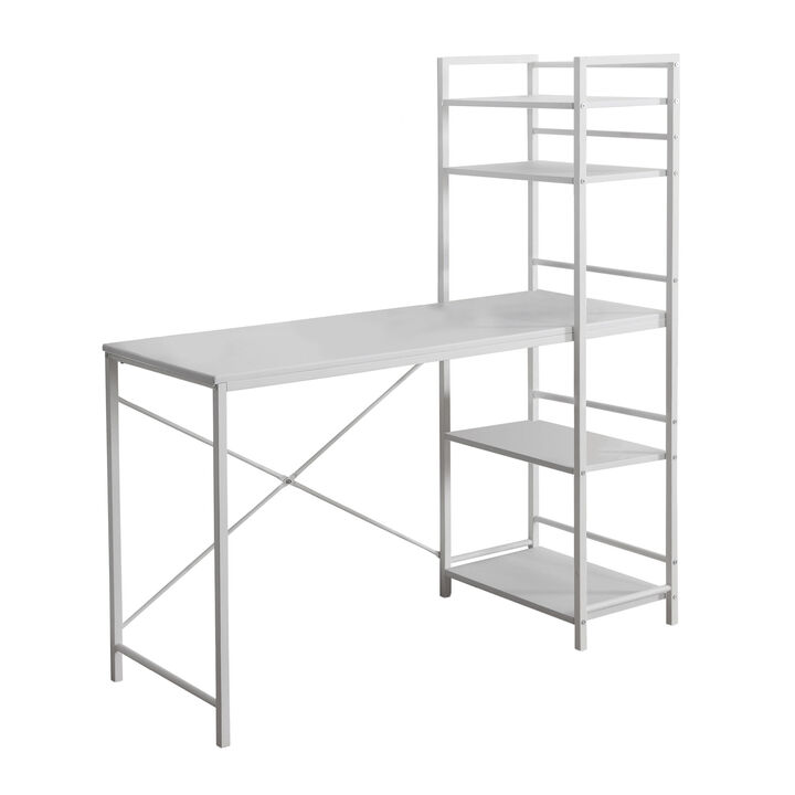 Monarch Specialties I 7165 Computer Desk, Home Office, Laptop, Storage Shelves, 48"L, Work, Metal, Laminate, White, Contemporary, Modern