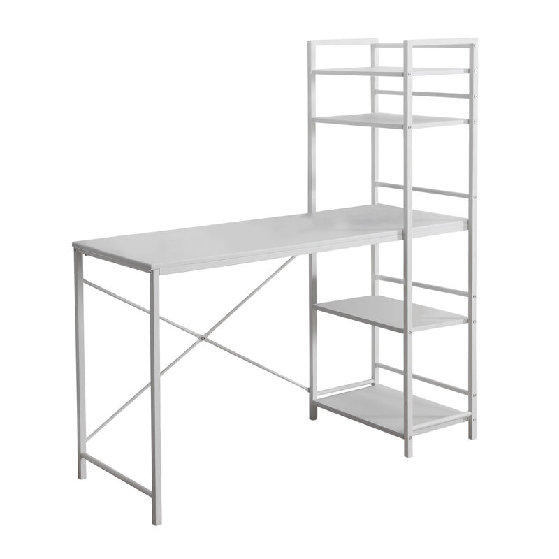 Monarch Specialties I 7165 Computer Desk, Home Office, Laptop, Storage Shelves, 48"L, Work, Metal, Laminate, White, Contemporary, Modern
