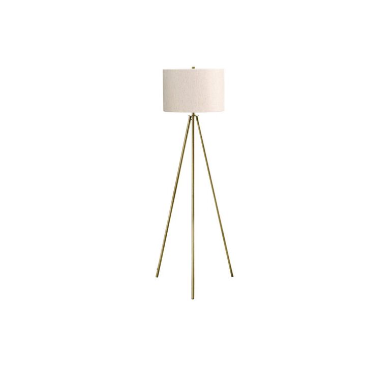 Lighting, 63"H, Floor Lamp, Brass Metal, Ivory / Cream Shade, Contemporary