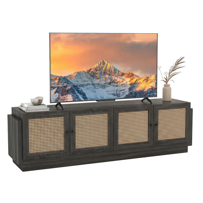 Wooden Farmhouse TV Stand with 2 Storage Cabinets for Living Room image number 3