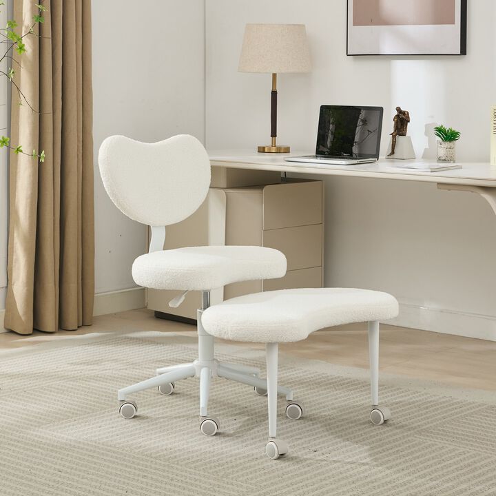 Cross Legged Chair with Wheels, Criss Cross Desk Chair with Lumbar Support and Adjustable Stool