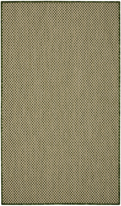 HomeRoots 2' X 3' Green And Tan Geometric Indoor Outdoor Area Rug