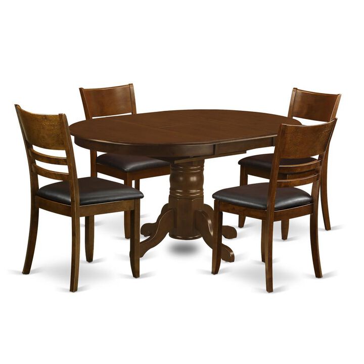 5 Pc Kenley with a 18" Leaf and 4 Leather Chairs