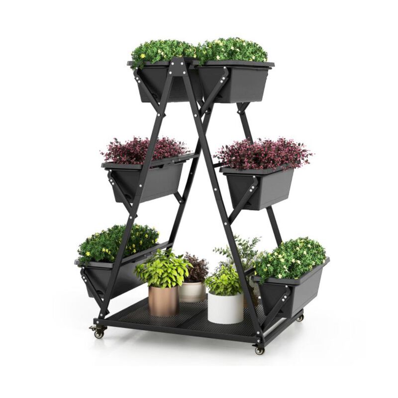 Hivvago 3-Tier Vertical Raised Garden Bed with 4 Wheels and 6 Container Boxes