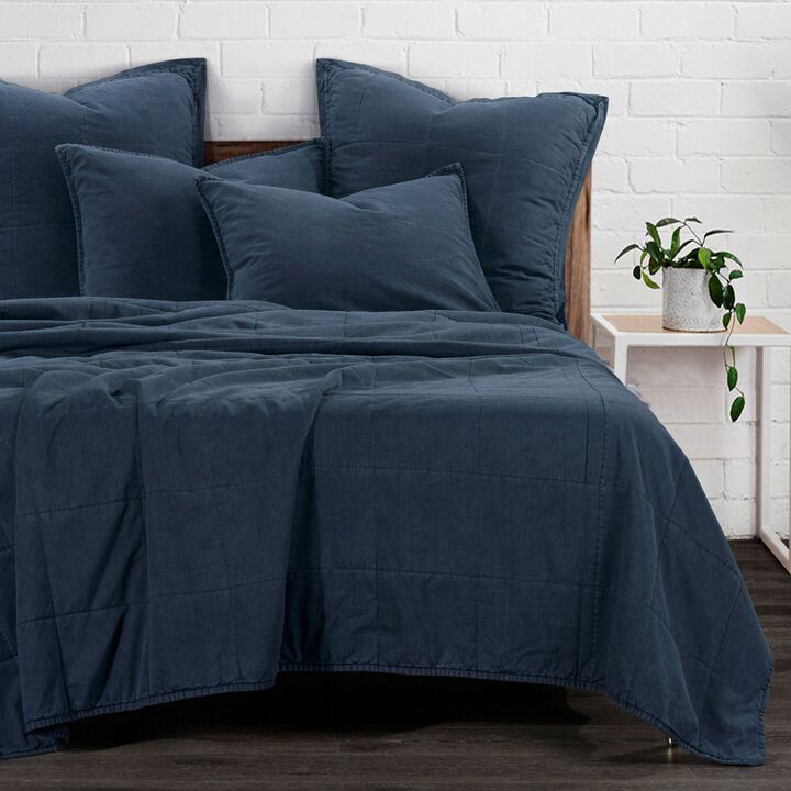 Stonewashed Denim Cotton Canvas Twin Coverlet Set