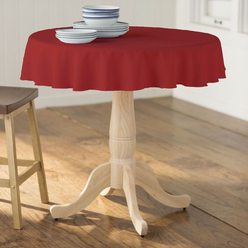 Polyester Poplin Round Tablecloth 51 Inch Dining Table Cover image number 1