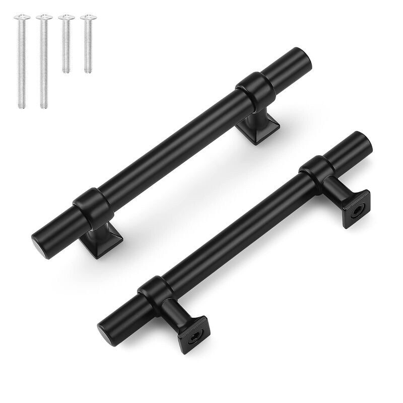 knobelite 25 Pack Matte Black Cabinet Pulls, 3.5 inch Cabinet Handles for Kitchen Bathroom, Black Stainless Steel T Bar Drawer P