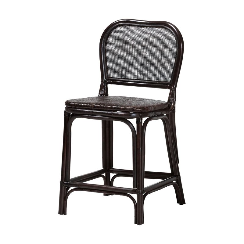 bali & pari Irene Natural Rattan Counter Stool - Handwoven Wicker Accent Stool with Lattice Backrest for Kitchen Island Seating image number 0