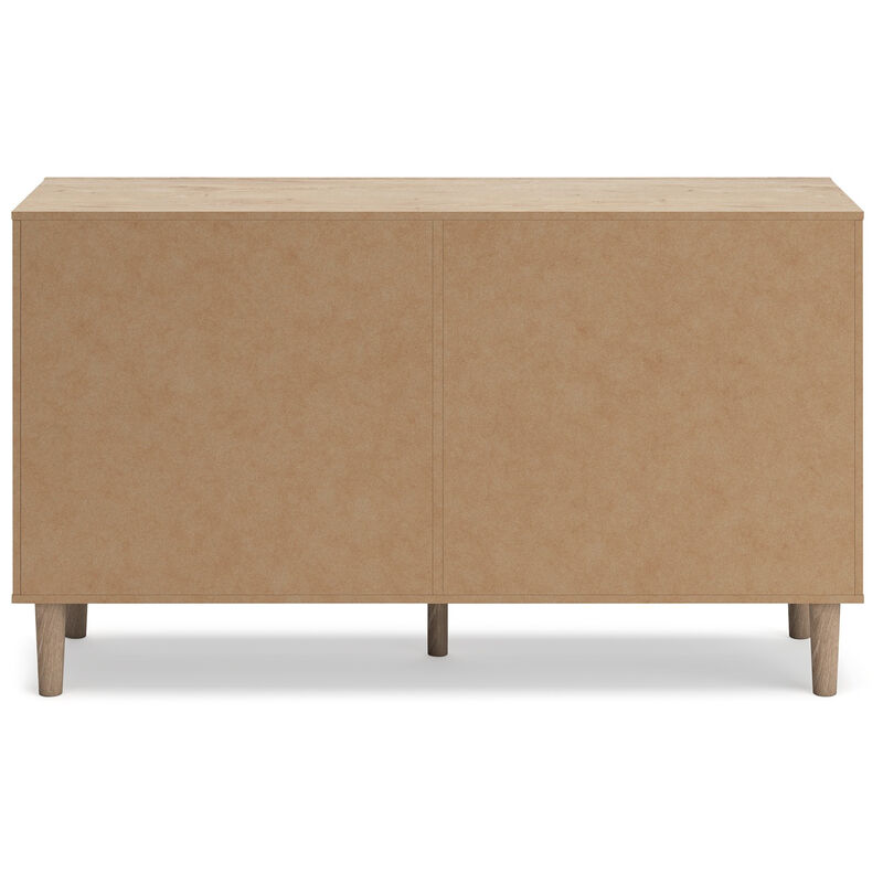 Ciel Wide Dresser, 6 Drawers with Metal Knob Handles, Brown and Bronze - Benzara