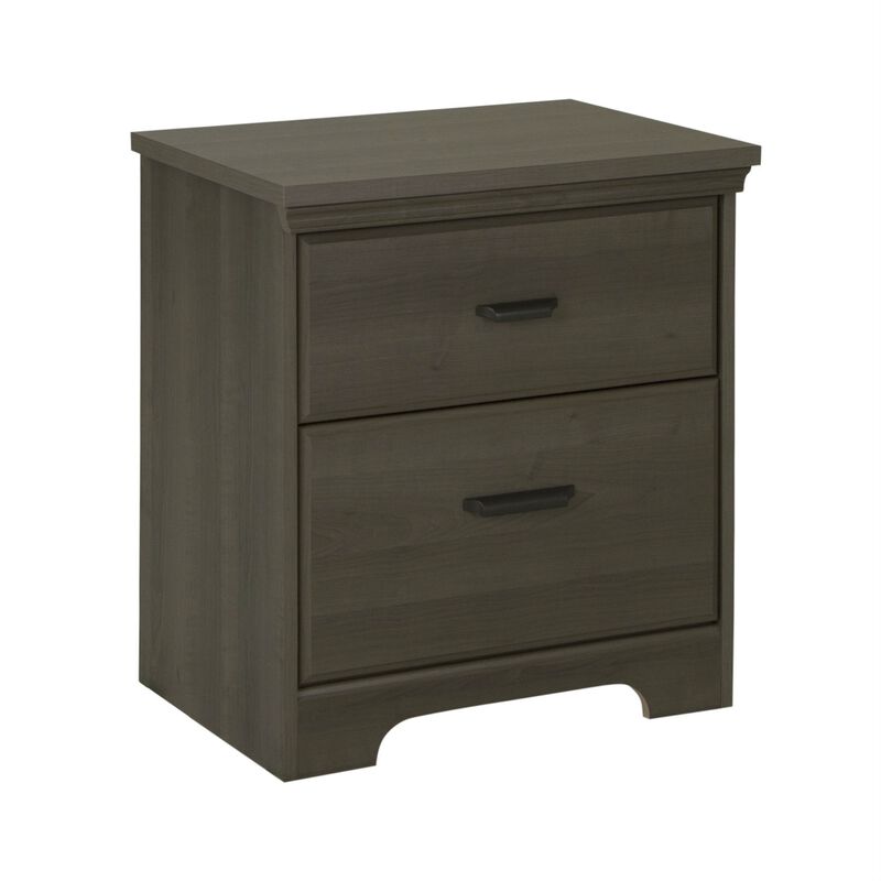Hivvago 2-Drawer Bedroom Nightstand in Gray Maple Wood Finish