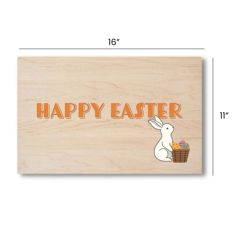 Happy Easter Solid Maple Wood Serving Board Platter - 11" x 16" | Easter Egg Wooden Tokens | Made in the USA image number 2