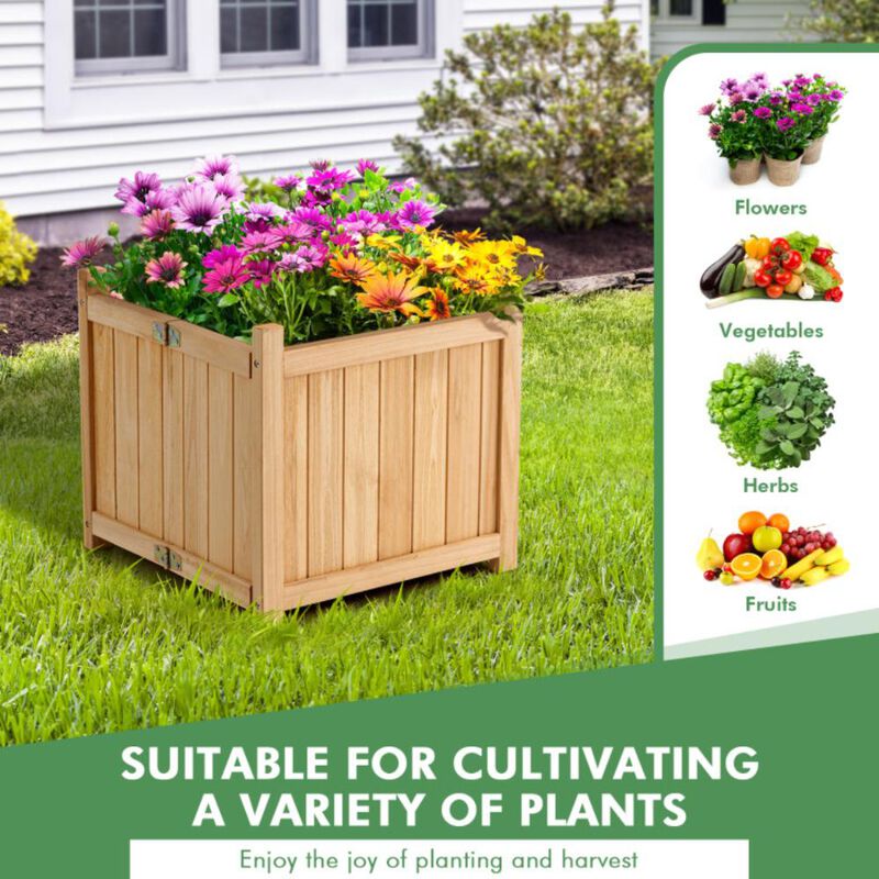 Hivvago Folding Square Fir Wood Raised Garden Bed with Removable Bottom