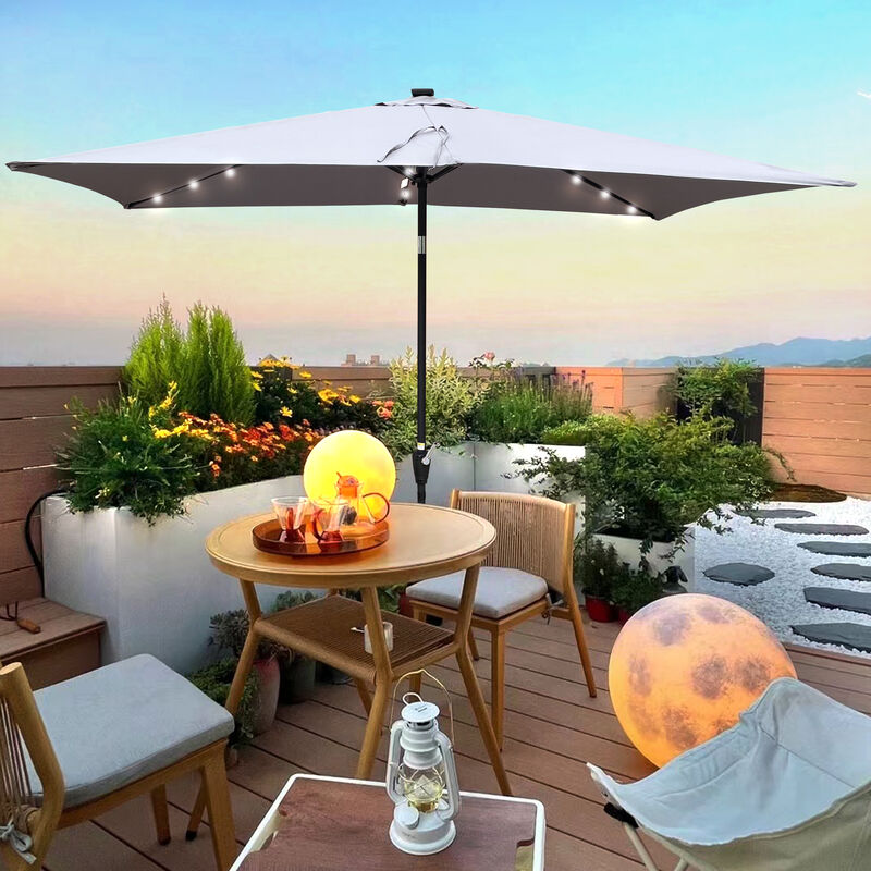 Streamdale 10ft Patio Solar LED Umbrella w/ Crank