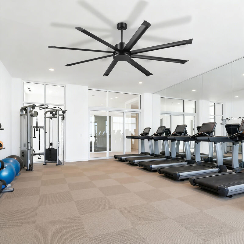 84" Industrial Black Reversible 8 Aluminum Fan Blades Large Ceiling Fan with Remote for Garage, Warehouse, Porch, Living Room image number 2