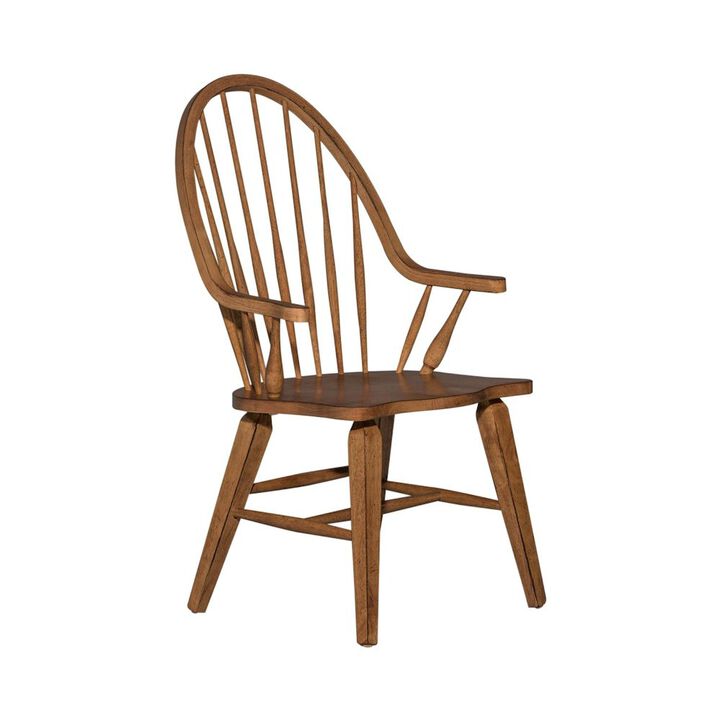 Liberty Furniture Hearthstone Ridge Windsor Back Arm Chair in Tobacco