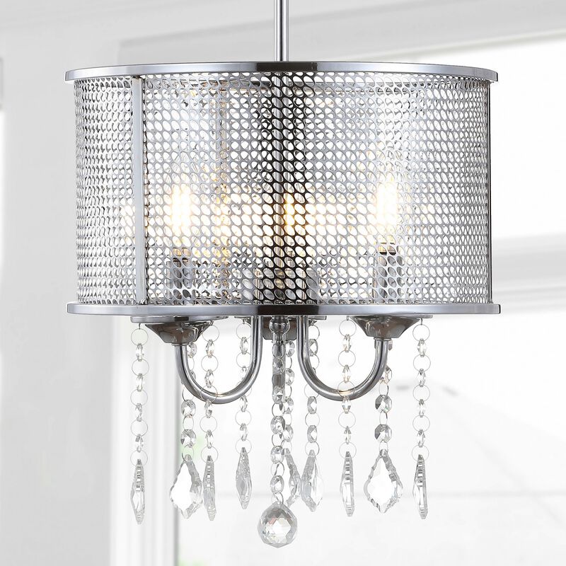 Avah Metal/Crystal Adjustable LED Drop Chandelier