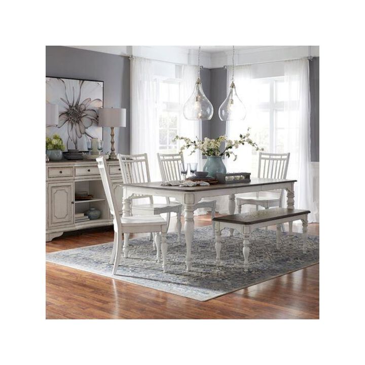 Liberty Furniture 6 Piece Leg Table Dining Room Set with Bench, 4 Spindle Back Chairs