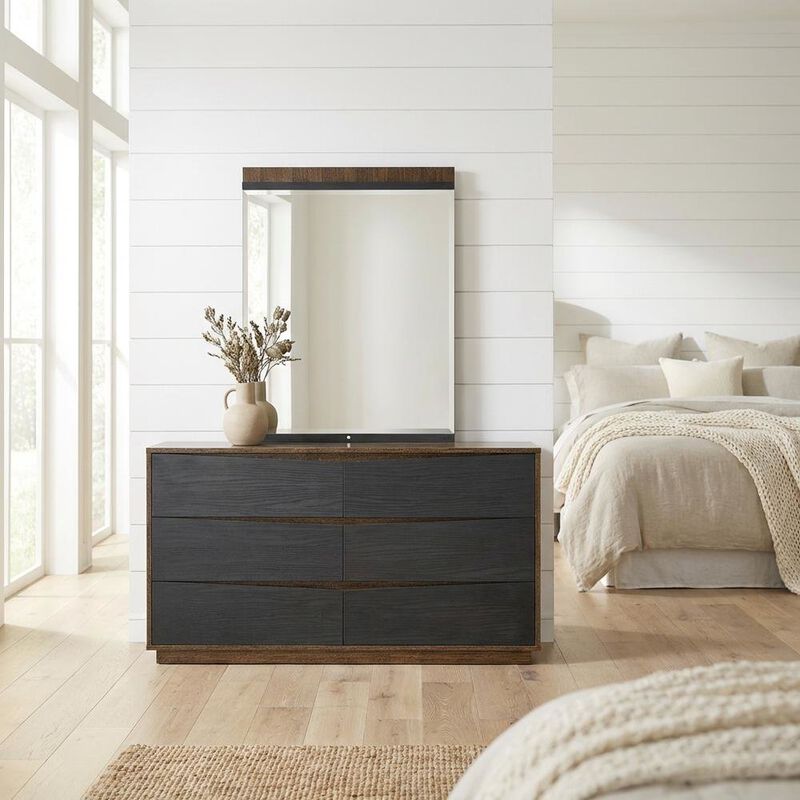 Michael Amini Kayner Dresser with Mirror - Charcoal image number 1