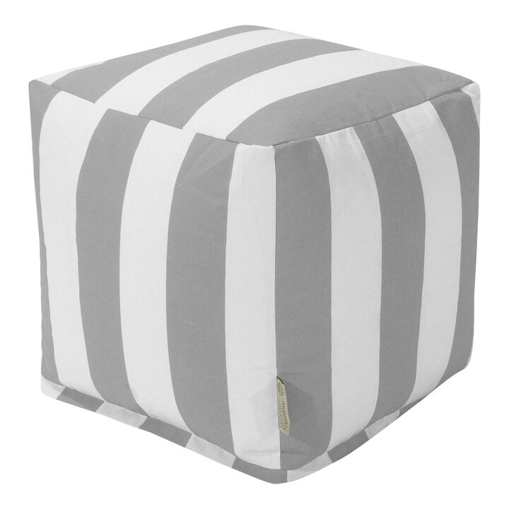 Majestic Home Goods Cube Pouf Vertical Stripe Gray