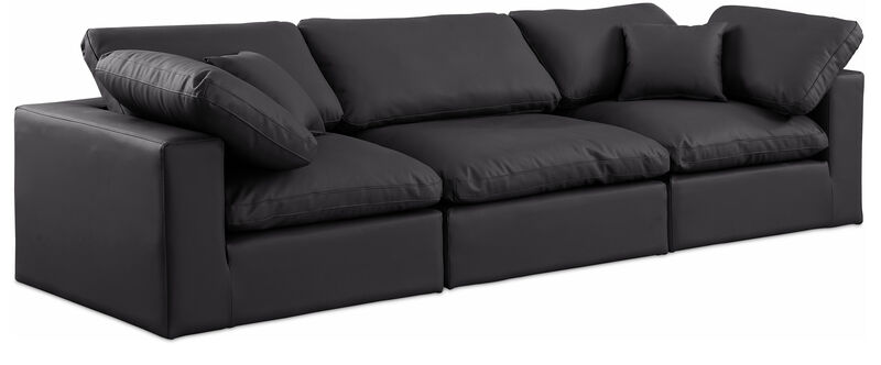 Meridian Furniture Comfy Black Vegan Leather Modular Sofa image number 0