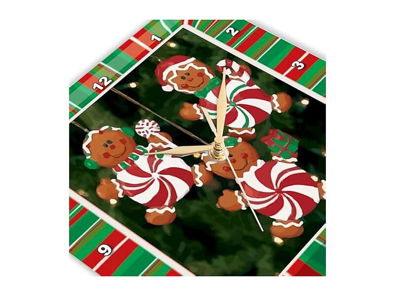 Peppermint Gingerbread Ornaments Designs Wall Clock 13 Inch Silent Home Decor image number 2