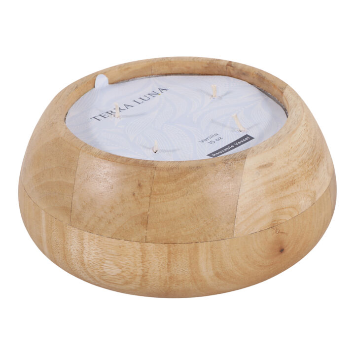 8" Vanilla Wood Bowl Candle