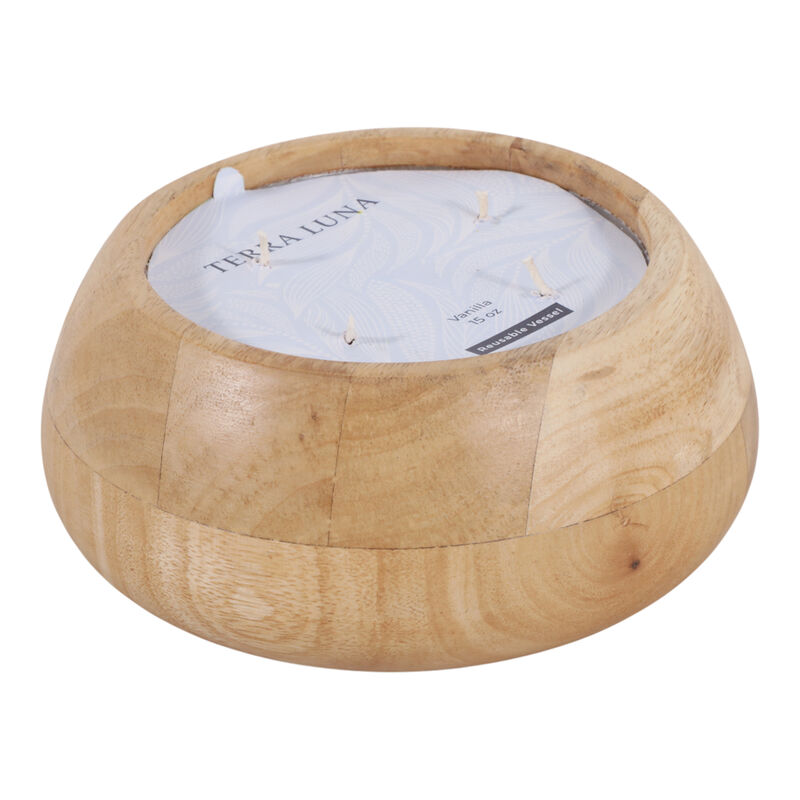 8" Vanilla Wood Bowl Candle image number 1
