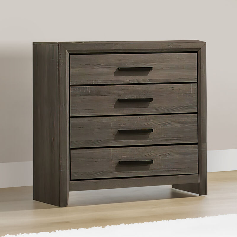 Chest with Black Rectangular Pulls, Gray - Benzara
