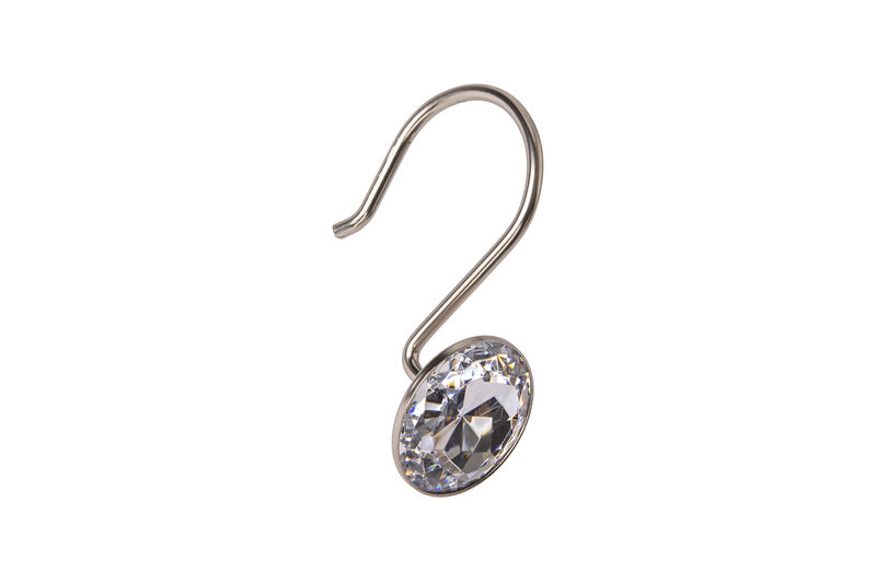 Utopia Alley Rust-Resistant Metal Shower Curtain Hooks with Large Crystal, Set of 12 image number 0
