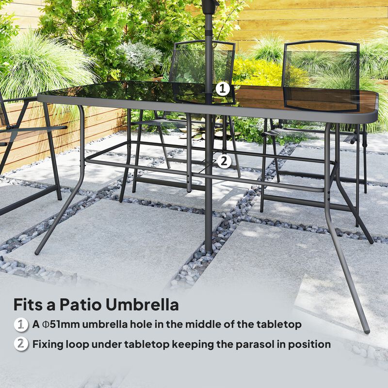 Hivvago Patio Furniture Set with Umbrella and Mesh Chairs image number 7