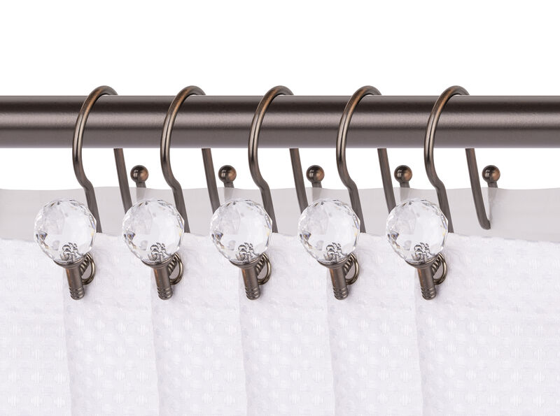 Zinc Double Shower Curtain Hooks, Set of 12 image number 1
