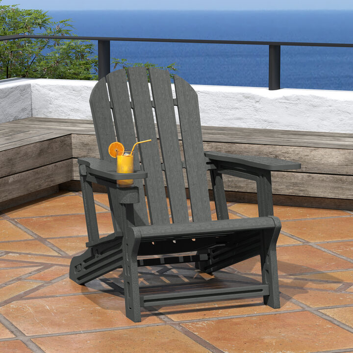 WestinTrends Tool-Free Assembly Outdoor Patio HDPE Plastic Adirondack Chair with Cup Holder