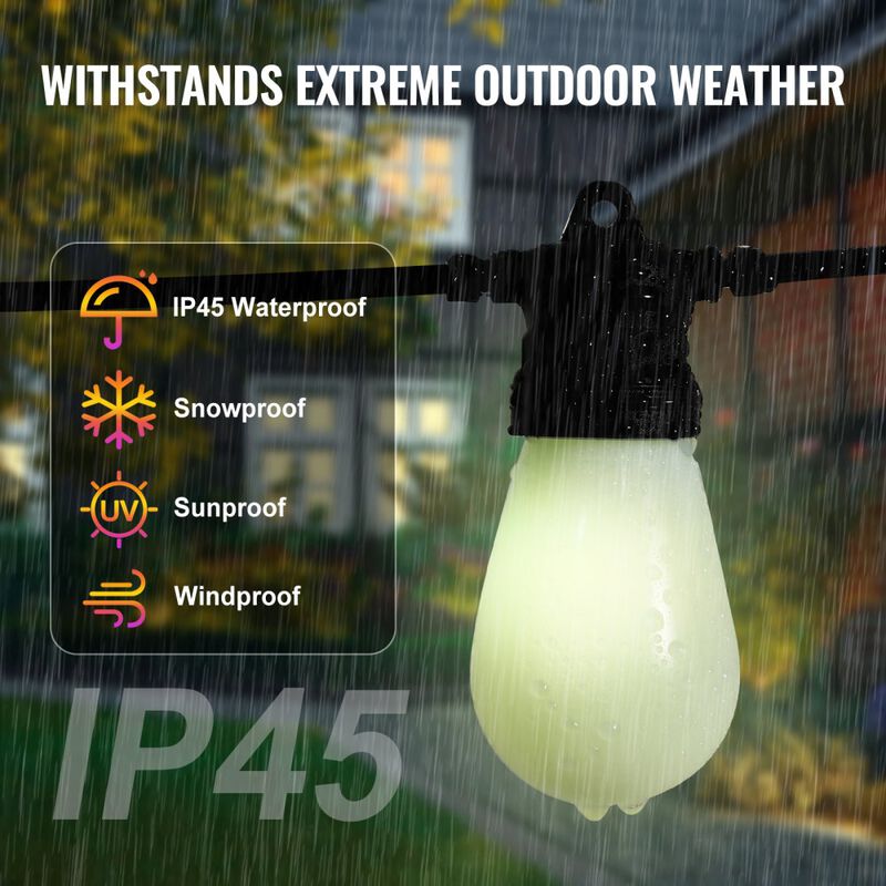 Outdoor String Lights with APP Control, 30 Bulbs, Dimmable Patio Lights, Waterproof image number 3