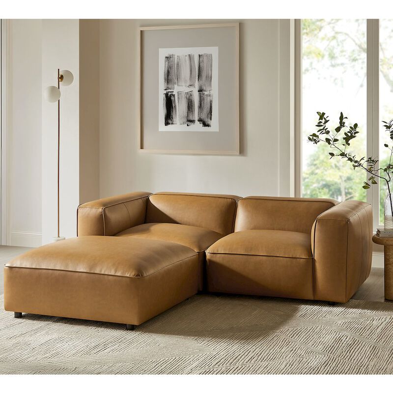 Auren 3-Piece Upholstered Vegan Leather Modular Loveseat with Ottoman image number 5