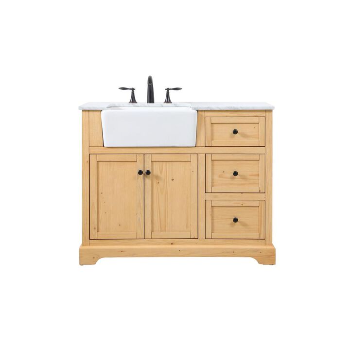 Elegant Kitchen and Bath 42 inch Single bathroom vanity in natural wood