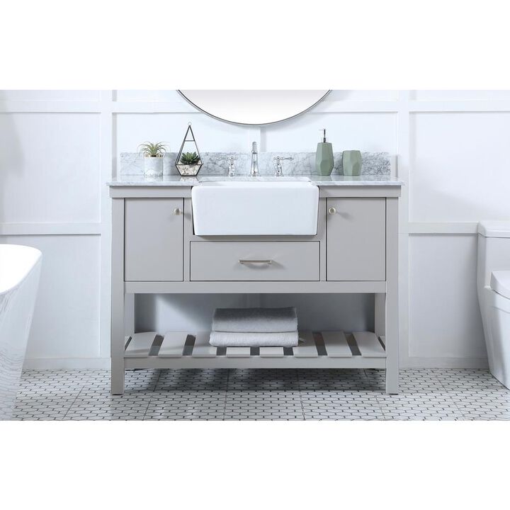 Elegant Kitchen and Bath 48 inch Single bathroom vanity in grey with backsplash
